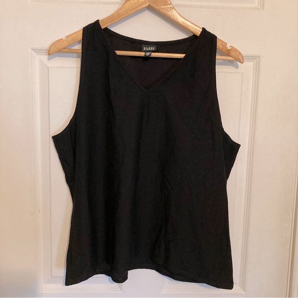 Eileen Fisher Stretchy Viscose V-neck Basic Tank